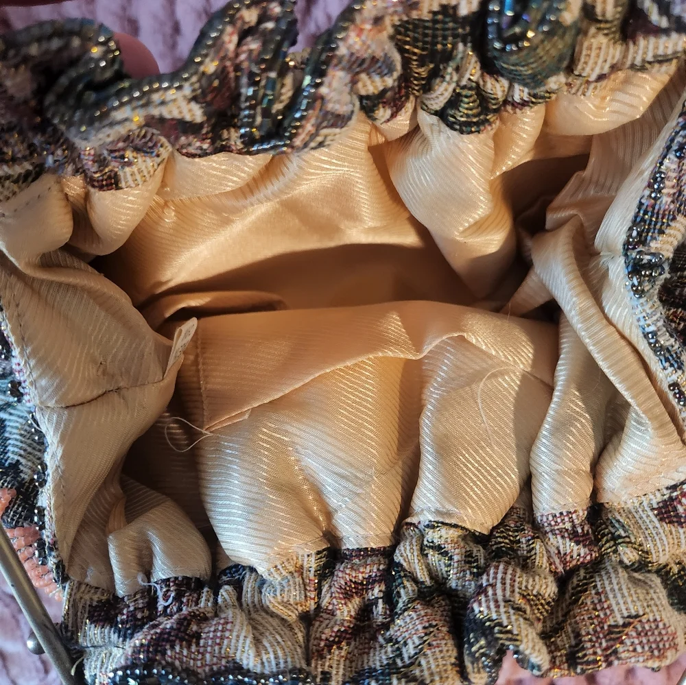 Floral Embroidered Clutch with Gold Accents